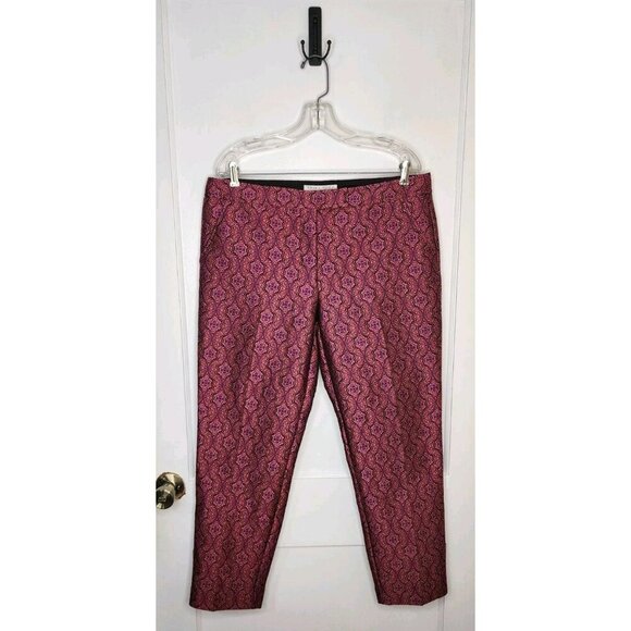 Size 12 Trina Turk Textured Jacquard Colorful Floral Psychedelic Pants - Picture 1 of 5